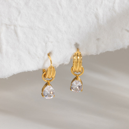 Boucles D'Oreilles Pendantes Pour Femmes Simple Series Daily Droplet En Acier Inoxydable Étanche, Couleur Or