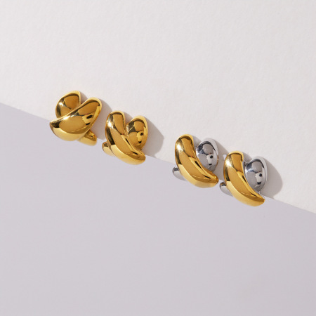 Boucles d'oreilles puces pour femmes en acier inoxydable étanche, en forme de X, couleur or