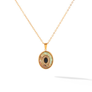 Colliers Pendentifs Pour Femmes Simple Series Daily Circle En Acier Inoxydable, Étanches, Couleur Or, Avec Pierre Naturelle Et Zircon. h5 Image8