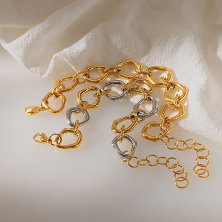 Bracelets à maillons pour femmes en acier inoxydable étanche couleur or