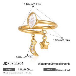 Bagues Pour Femmes En Acier Inoxydable, Couleur Or, Avec Zircon, Forme Géométrique Simple Et Étanche h5