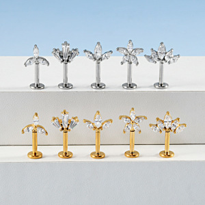 Boucles D'Oreilles Piercing Pour Femmes Simple Series Daily Droplet, Forme Irrégulière, En Acier Inoxydable, Étanches, Couleur Or h5 Image3