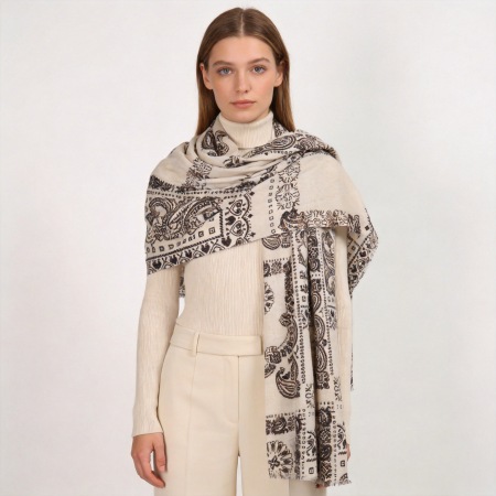 Écharpes d'hiver en polyester à motif cachemire uni, style bohème, collection ethnique