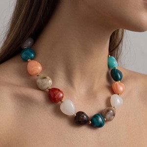 Colliers De Perles Décontractées Pour Femmes, En Acrylique, Dégradé De Couleurs, Collection Simple Series h5 Image4