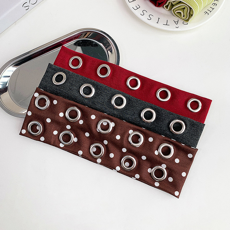Bandeaux À Cheveux En Tissu À Rivets Ronds, Couleur Unie, Style Décontracté, Collection Simple Series Image4