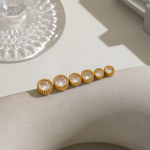 Boucles D'Oreilles Puces Pour Femmes En Acier Inoxydable Étanche, Couleur Or, Avec Zircon. h5 Image2
