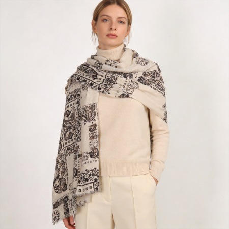 Écharpes d'hiver en polyester à motif cachemire uni, style bohème, collection ethnique 2