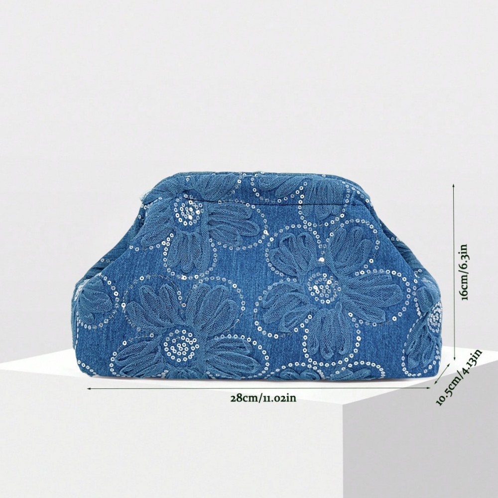 Pochettes De Soirée Pour Femmes En Tissu À Fleurs Et Sequins h5Image4