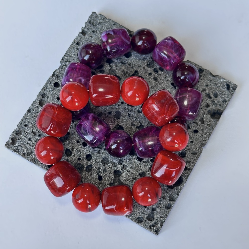 Bracelets De Perles Pour Femmes, Collection Simple Series, Style Rétro, Formes Irrégulières, Dégradé De Couleurs, En Acrylique. Image3