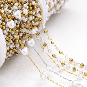 Chaîne De Perles Diy Simple En Acier Inoxydable Imperméable Couleur Or h5 Image5
