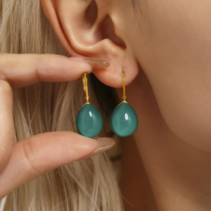 Boucles D'Oreilles Pendantes Pour Femmes, Style Rétro, En Acier Inoxydable, Couleur Or, Étanches, Collection Simple Series. h5 Image2