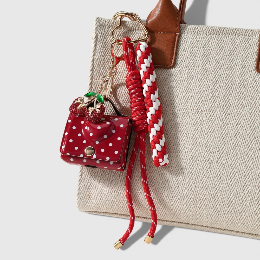 Étui À Écouteurs Simple Series Daily Polka Dots Cherry Woven Alloy Avec Breloques Pour Sac Et Étui À Écouteurs h5Image4