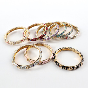Bracelets Pour Femmes En Alliage Doré, Motif Floral Élégant Et Multicolore, Collection Classique h5 Image3
