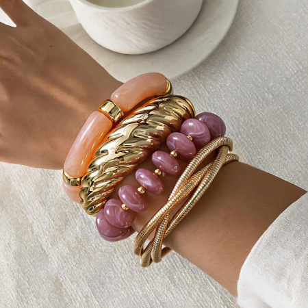 Bracelets pour femmes en acrylique à dégradé de couleurs, forme irrégulière, collection Simple Series