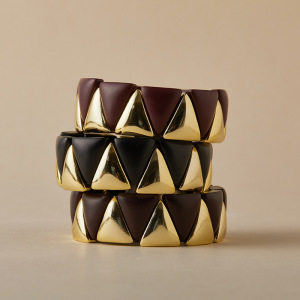 Bracelets Pour Femmes En Acrylique, Forme Irrégulière Rétro, Couleur Dégradée, Collection Simple h5 Image3