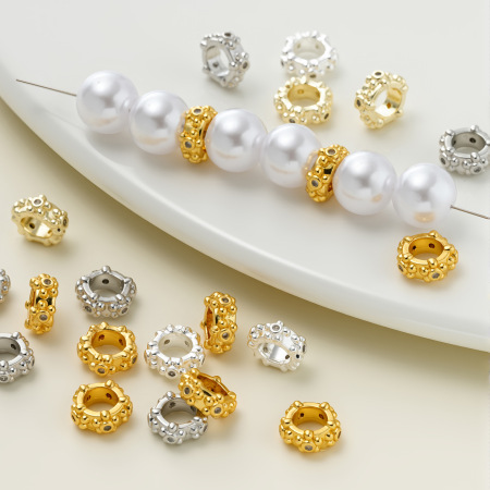 Perles d'espacement rondes couleur cuivre et or, série simple à faire soi-même