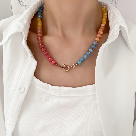 Colliers Basiques Pour Femmes, Collection Romantique Sweet Beads, Pierres Naturelles De Couleurs Variées Et Couleur Or 2