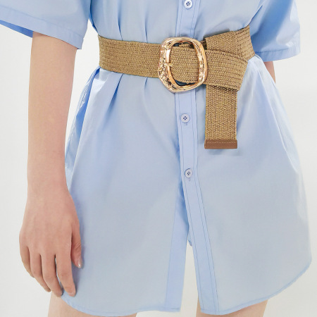 Ceinture Tissée En Pp De Couleur Unie, Forme Irrégulière, Série Simple, Idéale Pour Les Vacances.