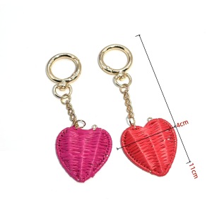 Porte-Clés Romantique En Raphia Tissé Uni Couleur Cœur Simple, Collection Simple, En Raphia. h5 Image4