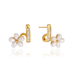 Boucles D'Oreilles Puces Élégantes Pour Femmes, En Acier Inoxydable Doré, De Forme Irrégulière Et De Couleur Naturelle, Collection Romantique h5 Image5