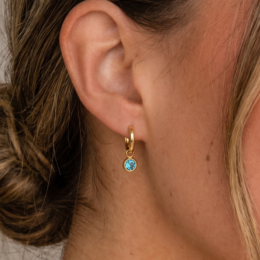 Boucles D'Oreilles Pendantes Pour Femme, Élégantes, En Forme De Cœur Et De Trèfle, En Acier Inoxydable Étanche, Couleur Or Et Zircon. Collection Simple. h5Image4