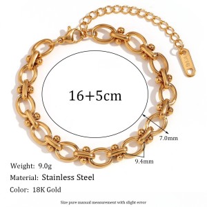 Bracelet Chaîne Patchwork Torsadé Style Punk Simple, En Acier Inoxydable, Étanche, Couleur Or, Pour Femme h5 