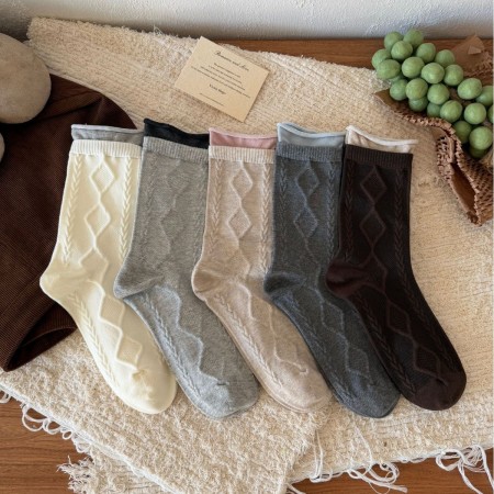 Chaussettes Mi-Mollet Basiques À Rebond Léger, Couleur Unie