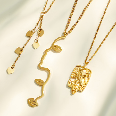 Collier pendentif femme Simple Series Elegant Figure Chain en acier inoxydable étanche couleur or 2