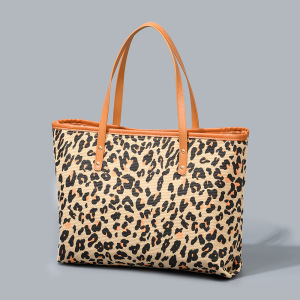 Sac Cabas Femme En Coton Imprimé Léopard Style Décontracté h5