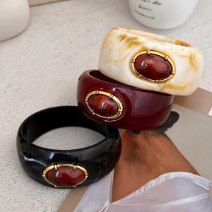 Bracelets Pour Femmes En Résine, Forme Elliptique, Dégradé De Couleurs, Style Rétro Simple, Collection Simple h5 Image2