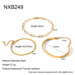 Ensembles De Bracelets Pour Femmes En Acier Inoxydable, Couleur Or, Forme Géométrique Simple, Étanches. h5