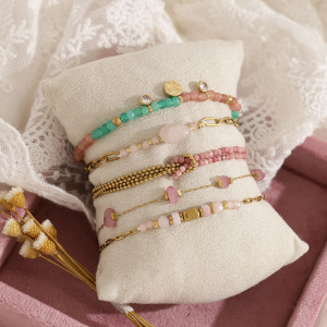 Bracelets À Breloques Élégants Pour Femmes, Ornés De Perles Et De Pierres Naturelles Couleur Or h5 Image2
