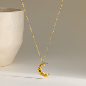 Colliers Pendentifs Femme En Acier Inoxydable Doré, Style Lune, Collection Romantique Décontractée h5 Image3