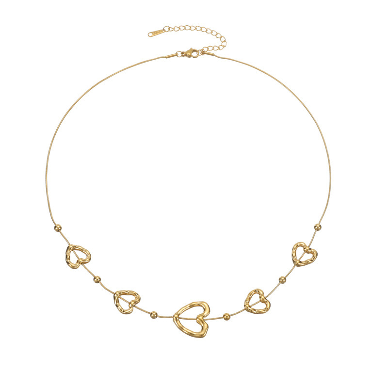 Ensembles De Bijoux Pour Femmes En Acier Inoxydable Doré, Élégants Et En Forme De Cœur, De La Série Romantique Image4