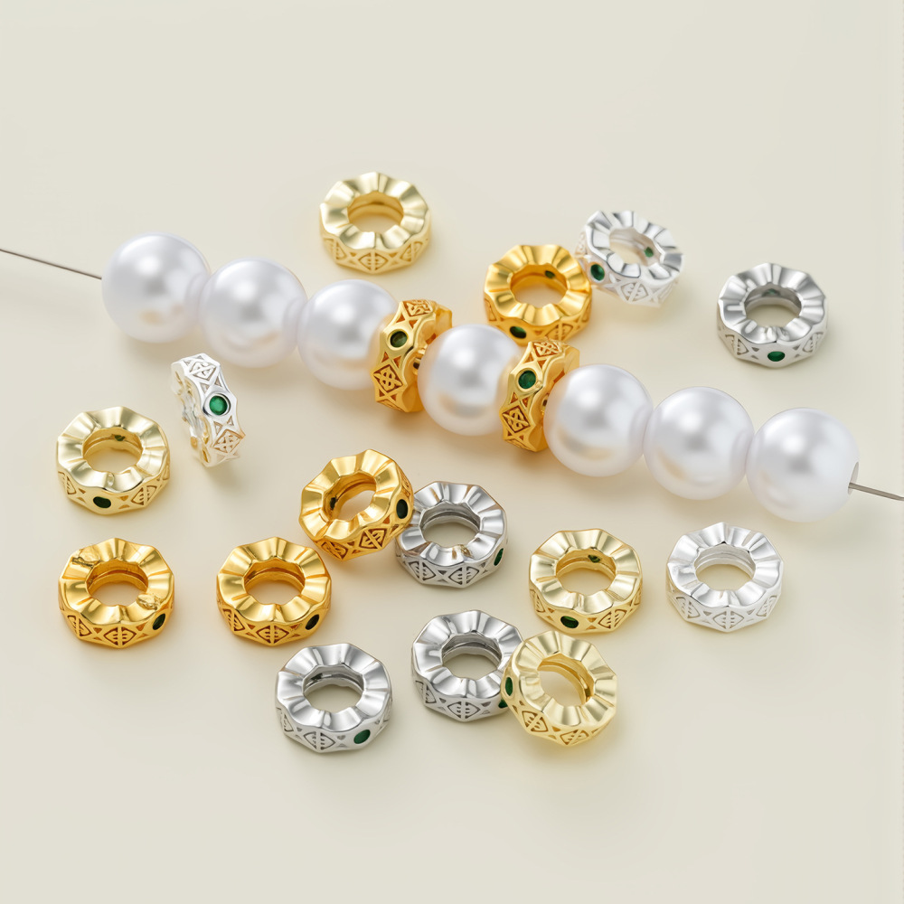 Perles D'Espacement Rondes Couleur Cuivre Et Or, Série Simple À Faire Soi-Même Image3