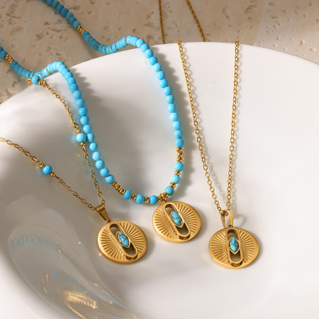 Colliers pendentifs pour femmes, collection romantique bohème, forme géométrique, acier inoxydable, couleur or, étanches