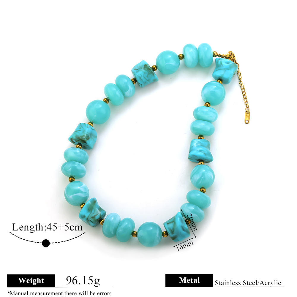 Colliers De Perles Rétro Simples En Acrylique À Dégradé De Couleurs Pour Femmes