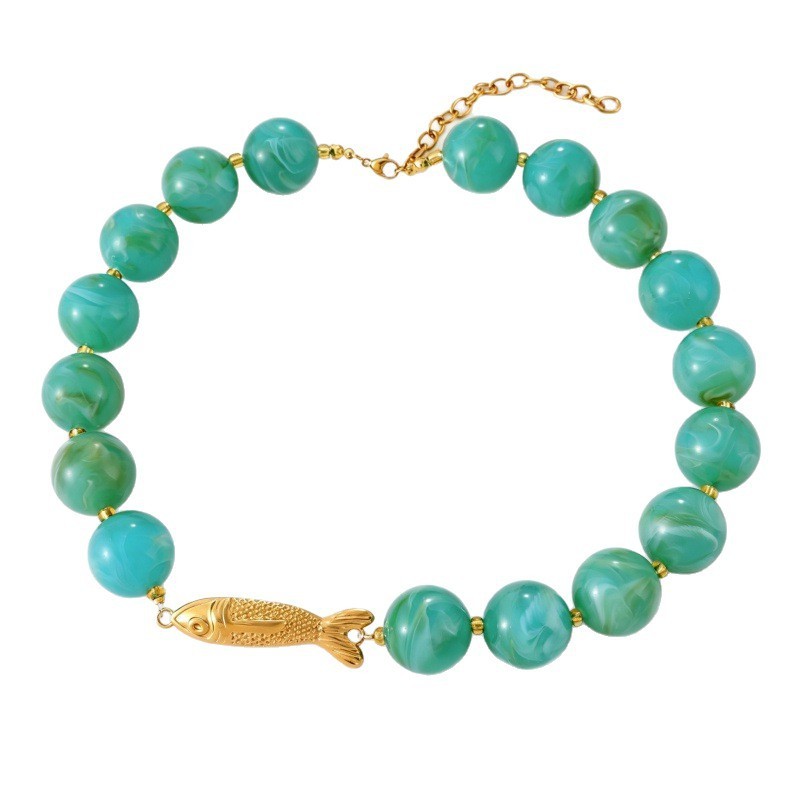 Colliers De Perles Rétro En Forme De Cœur, Dégradé De Couleurs, En Acier Inoxydable, Étanches, Couleur Or, Pour Femmes Image5