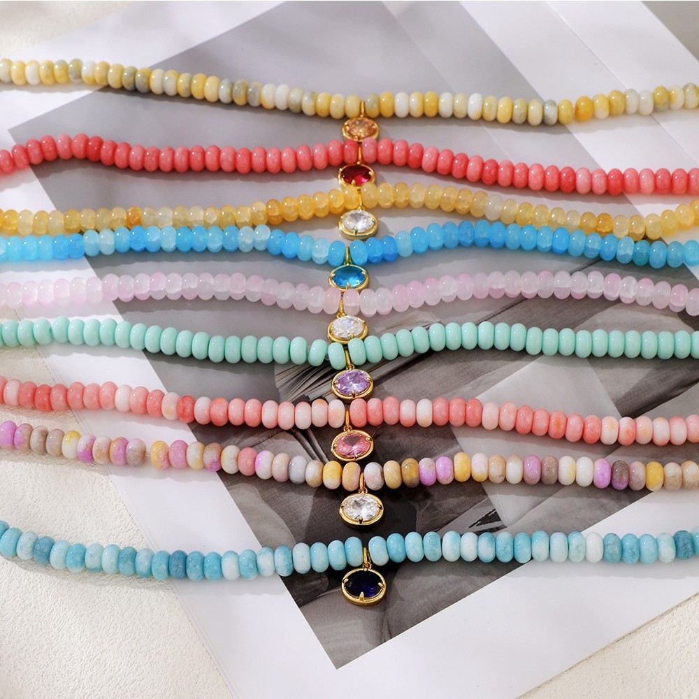 Colliers De Perles Pour Femmes, Collection Romantique, Dégradé De Couleurs, Pierres Naturelles Image4