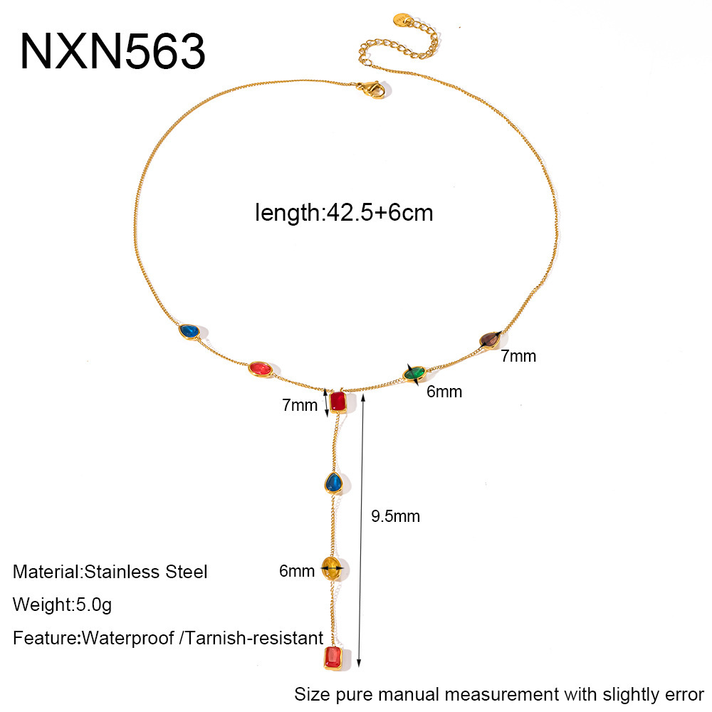 Ensembles De Colliers Pour Femmes En Acier Inoxydable Étanche, Couleur Or Et Zircon.