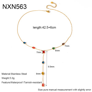 Ensembles De Colliers Pour Femmes En Acier Inoxydable Étanche, Couleur Or Et Zircon. h5
