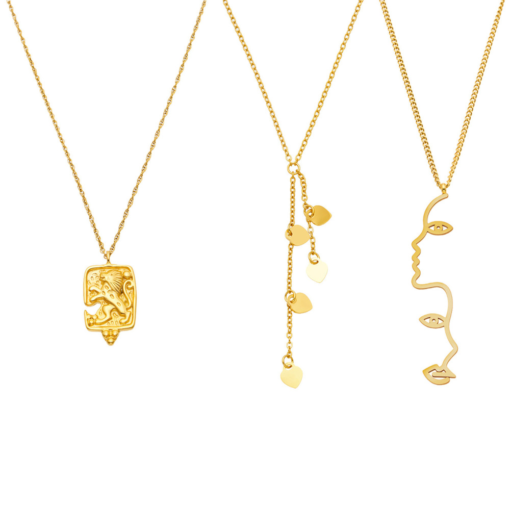 Collier Pendentif Femme Simple Series Elegant Figure Chain En Acier Inoxydable Étanche Couleur Or h5Image4