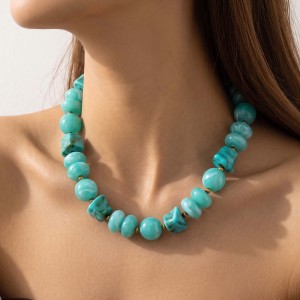 Colliers De Perles Rétro Simples En Acrylique À Dégradé De Couleurs Pour Femmes h5 Image3