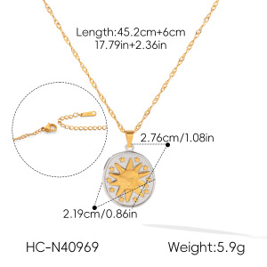 Colliers Pendentifs Pour Femmes Simple Series Daily Sun Circle En Acier Inoxydable Étanche Couleur Or h5 Image2