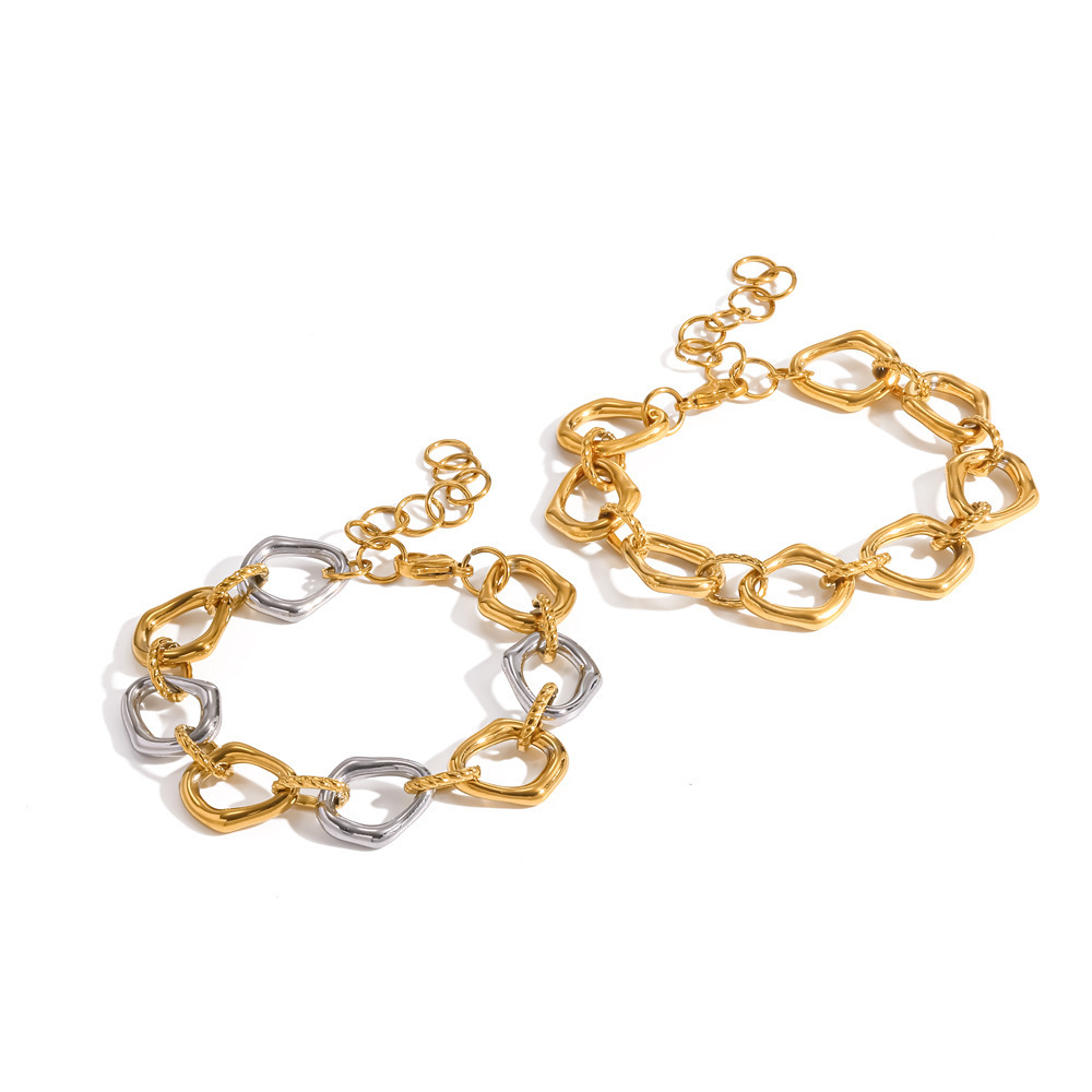 Bracelets À Maillons Pour Femmes En Acier Inoxydable Étanche Couleur Or Image4