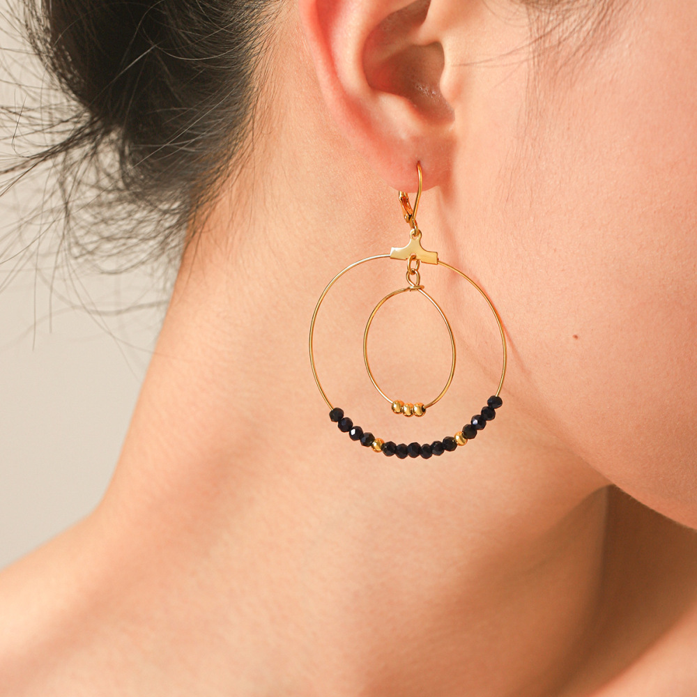 Boucles D'Oreilles Pendantes Pour Femme, Style Simple, Avec Pompons Et Perles, En Acier Inoxydable Étanche, Couleur Or. h5Image6