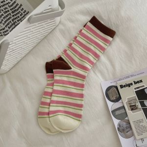 Chaussettes Mi-Mollet À Rayures Basiques Et Contraste De Couleurs h5
