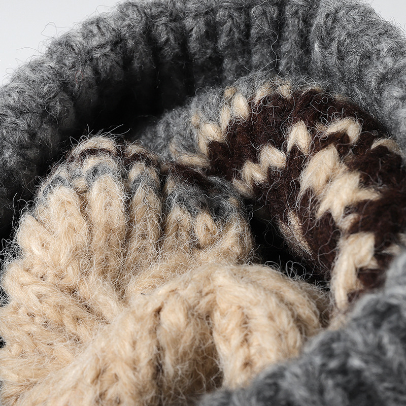 Bonnet Tricoté Pour Femme En Polyester, Style Rétro, À Motifs Géométriques Multicolores. h5Image3