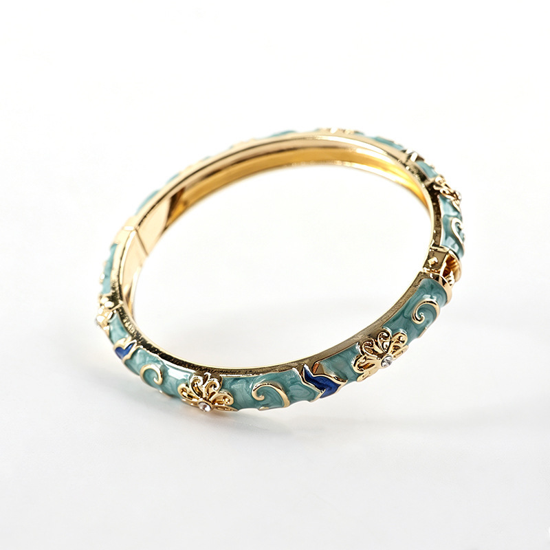 Bracelets Pour Femmes En Alliage Doré, Motif Floral Élégant Et Multicolore, Collection Classique