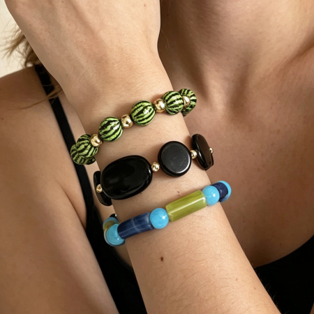 Bracelets de perles rétro simples, de forme irrégulière et de couleurs assorties, en résine, pour femmes